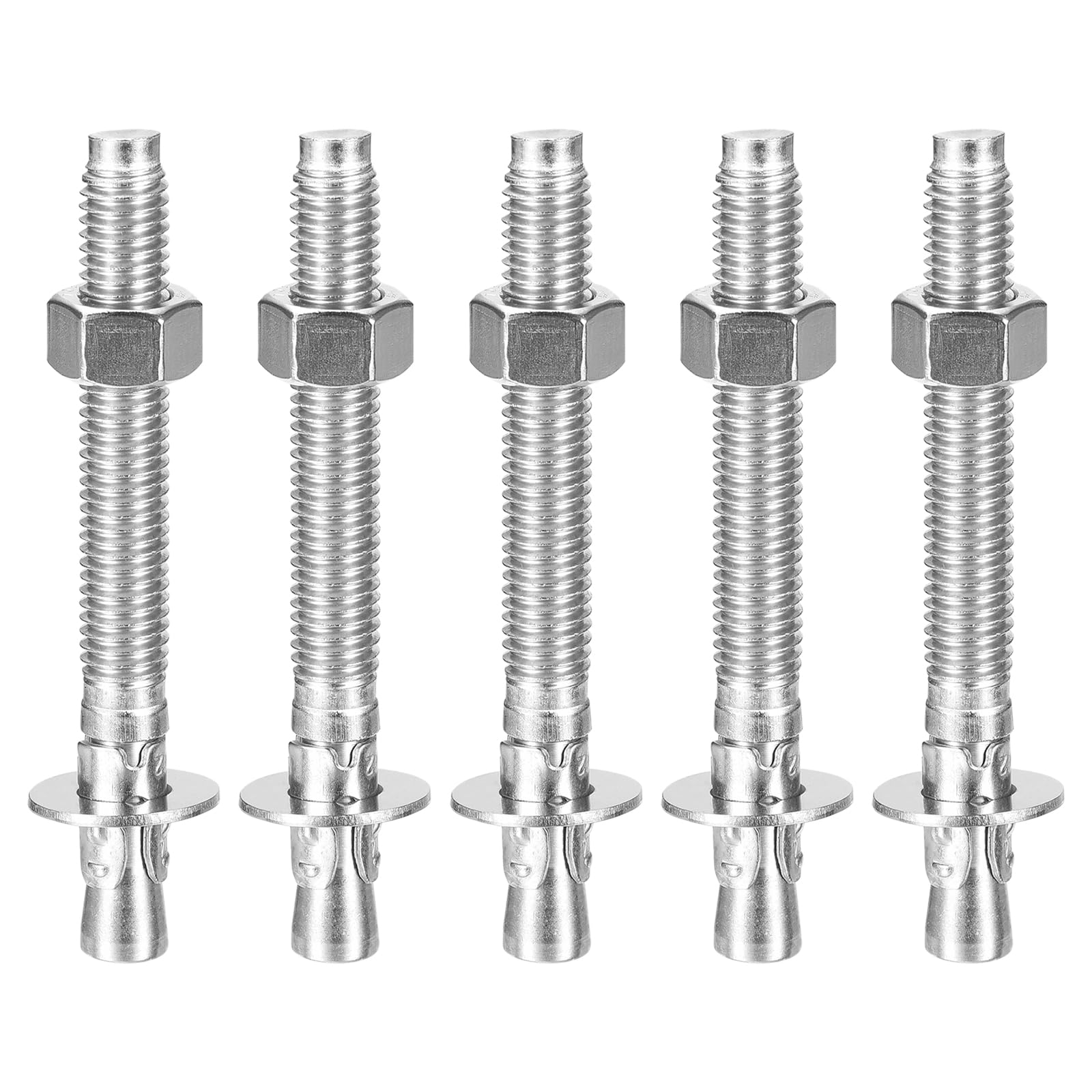 DTGN 3/8" x 2-3/4" Wedge Anchors - 5Pack - Good for Cement and Concrete Wall - 304 Stainless Steel Zinc Plated Screw Bolt Nut Expansion Tube Fasteners