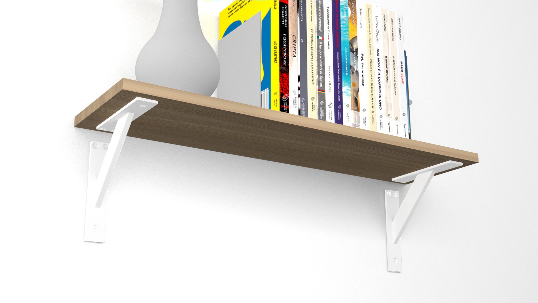 EMT-DESIGN® Pair of MODERN! ALUMINUM! Shelf Brackets Support Decorative Corner Brace (180x180, White)