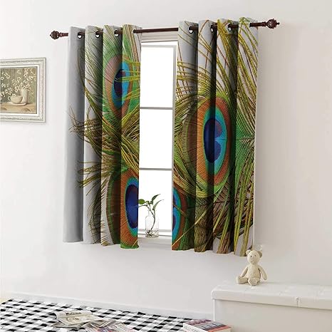 Amazon Com Shenglv Peacock Window Curtain Fabric Peacock Feathers