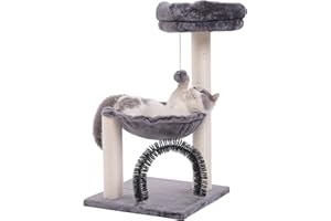 HOOPET Cat Tree Tower for Indoor Cats, 27.8 Inches Multi-Level Cat Tree with Scratching Posts Plush Basket & Perch for Play Rest, Cat Activity Tree with Dangling Ball for Kittens/Small Cats