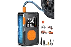 HAJOMEL Tire Inflator Portable Air Compressor, 150PSI Cordless Air Pump for Car Tires, Bike Tire Pump with LED Light & Pressure Gauge, Portable Tire Inflator for Car Motorcycle Balls Bike Pump