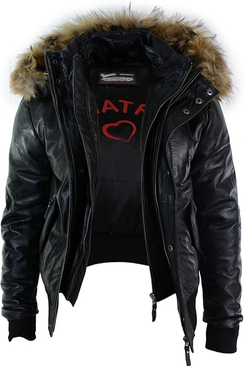 padded bomber jacket with fur hood