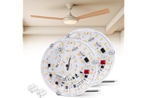 Bonlux Ceiling Fan LED Light Replacement, 4 inch 18W Ceiling Fan Light Kit 120V Dimmable, Ceiling Flush Light Warm White 3000K, Led Light Engine Retrofit Kit for Ceiling Fan Light, 2-Pack