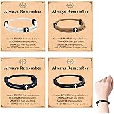 Ryetvok 4Pcs Adjustable Braided Cross Bracelet Christian Jesus Bracelet Religious Gift For Men Women, Durable Nylon Rope Wristband, Daily Wear Baptism,Fashion Jesus Bracelets,Easter Gifts