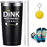 Fufandi Pickleball Gifts for Men Women - Pickle Ball Dink Responsibly - Christmas, Birthday Gifts for Pickleball Lovers Player Coach - Tumbler Cup 20oz