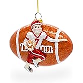 Dynamic Football Player Blown Glass Christmas Ornament