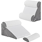Bedluxe Adjustable 4pcs Bed Wedge Pillow Set, Memory Foam Wedge Pillows Post Surgery for Back, Neck, Leg Pain Relief, Pillow 