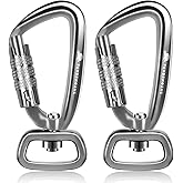 PANDENGZHE 2 Pack Locking Carabiner Clip 2.5" with Swivel Ring for Securing Pets, Dog Leash Harness, Camping, Hiking, Keychains