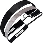 Sweaty Bands Womens Girls Headband - Non-Slip Velvet-Lined Athletic Hairband - 2-Pack Wicked Black 1-Inch and Rock Solid Gray 5/8-Inch