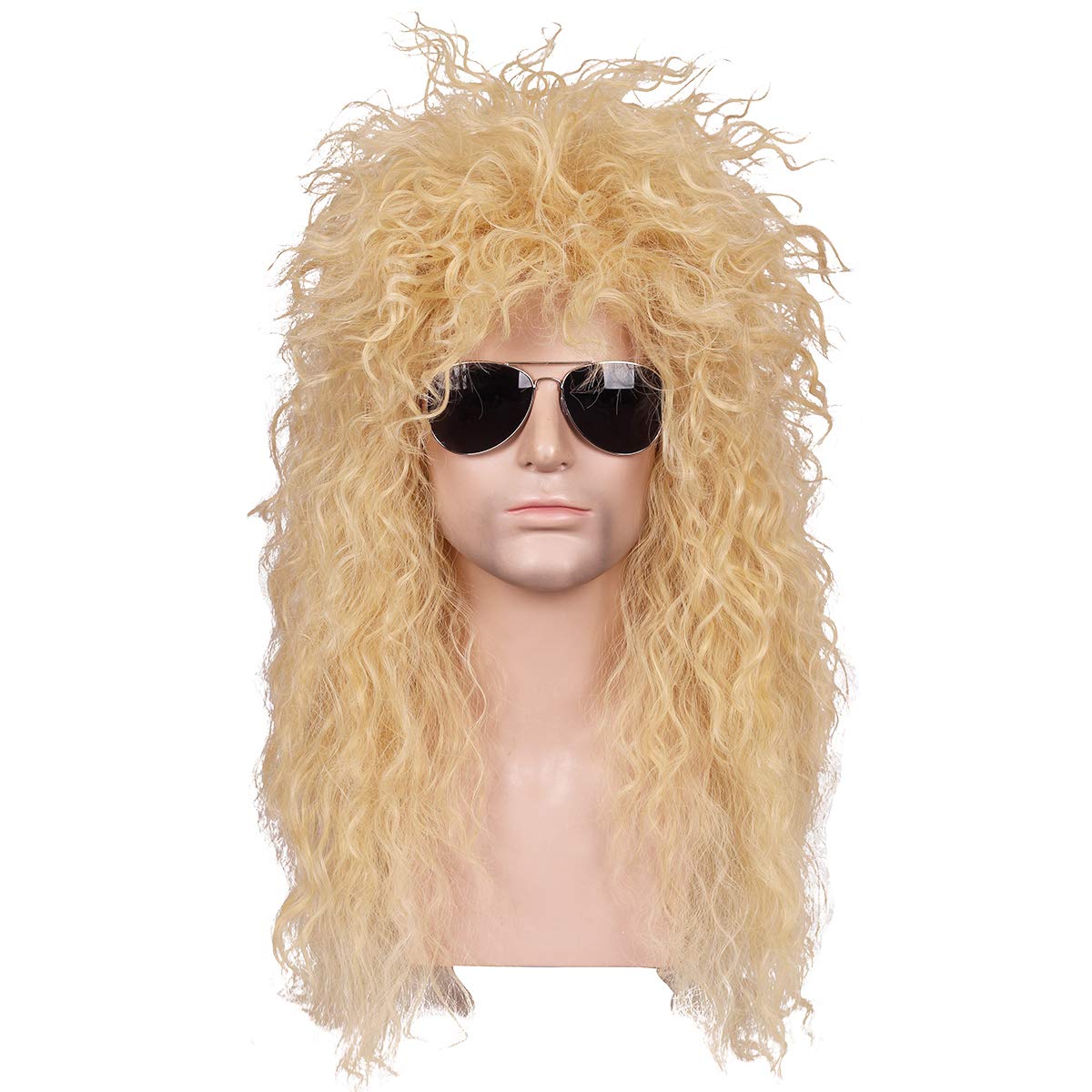 Amazon Com Fantalook Men 80s Long Curly Blonde Wig Party Cosplay