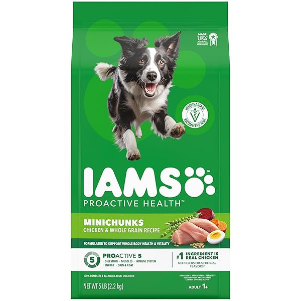 IAMS PROACTIVE HEALTH ADULT MINICHUNKS DRY DOG FOOD CHICKEN & WHOLE GRAIN RECIPE, 5 LB. BAG