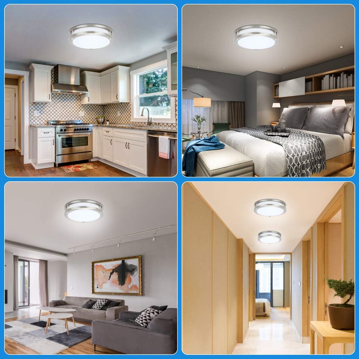 Drosbey 36W LED Ceiling Light Fixture, 13in Flush Mount Light Fixture, Ceiling Lamp for Bedroom, Kitchen, Bathroom, Hallway, Stairwell, Super Bright 3200 Lumens, 5000K Daylight White: Home Improvement