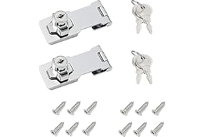 I-EASYDWW, Keyed Hasp Locks, 3 Inch, Twist Knob Keyed Locking Hasp, Cabinet Locks, Cabinet Locks with Keys, for Drawer, Cabinets and More, Zinc Alloy with Iron Chrome Plating, Silver, 2 Pack