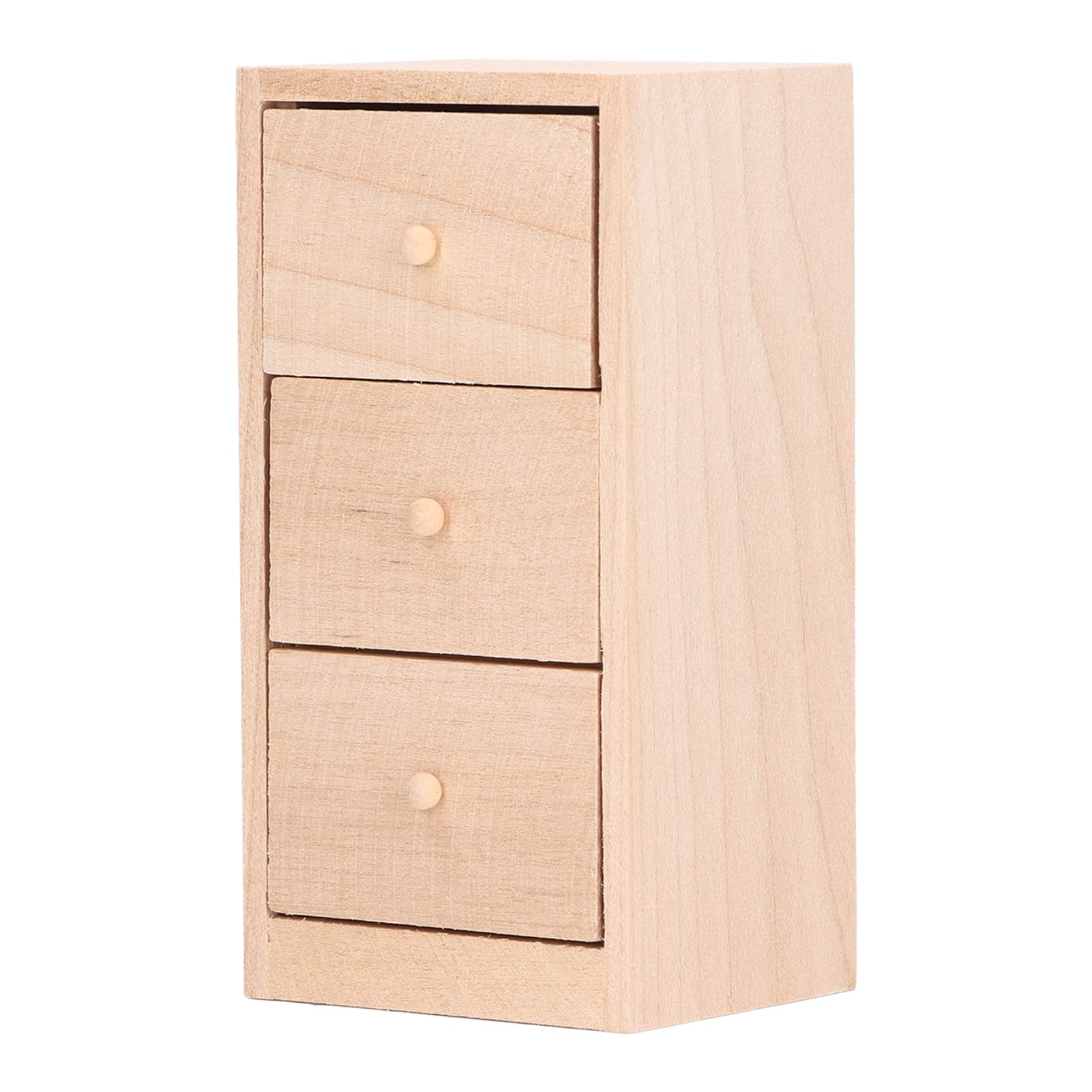 Photo 1 of Mini Dollhouse Drawers, 1:12 Miniature Drawer Cabinet, 3 Layer Drawers Birch Wood Storage Cabinet Model, Wooden Doll House Furniture Decor Accessories for Bedroom, Living Room