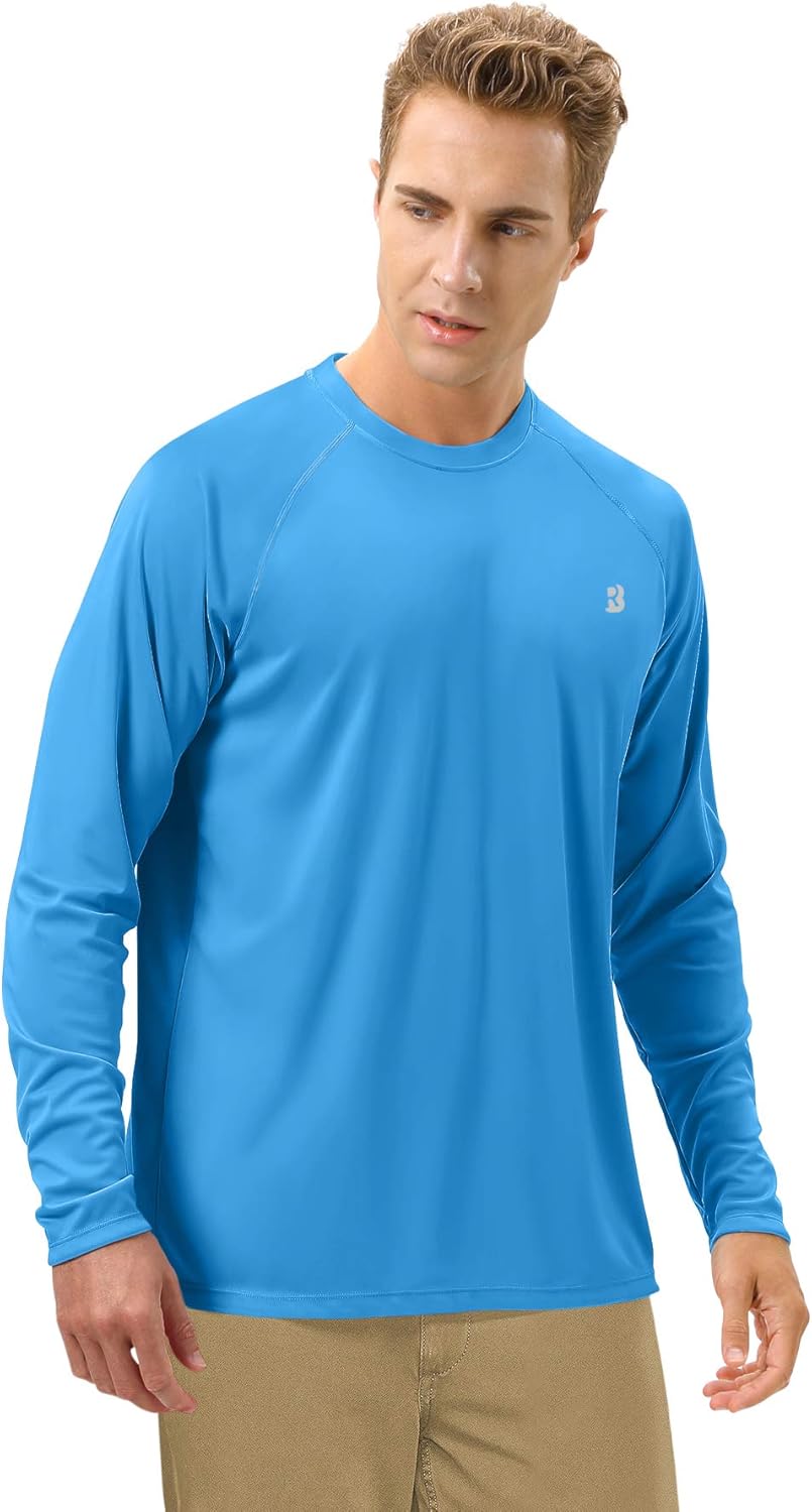 Roadbox Men's Sun Protection UPF 50+ UV Outdoor Long Sleeve Dri-fit T-Shirt Rashguard Shirts for Running, Fishing, Hiking: Clothing