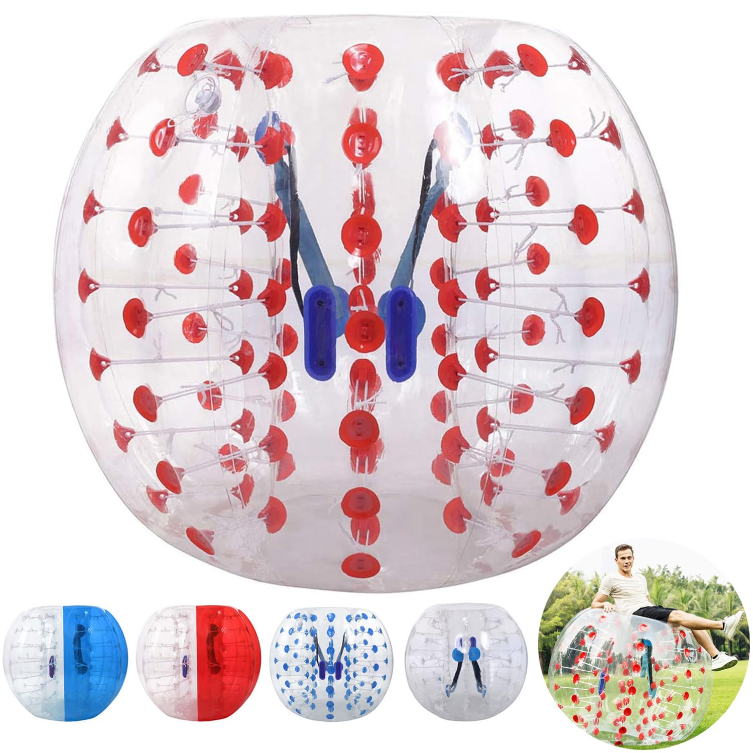 Aceshin Inflatable Bumper Ball 1.5M/5FT Diameter Bubble Soccer Ball, Inflatable Body Zorb Balls for Adults or Children (Red Dot)