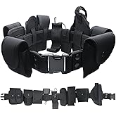 Tactical Utility Belt, 10-in-1 Duty Belt with 9 Modular Pockets, Heavy Duty 600D Nylon, Quick Release Buckle, Adjustable 29.5-47.2 Inches for Law Enforcement, Security & Outdoor Activities