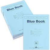 ROARING SPRING Exam Blue Books, 50 School Examination Booklets, 11" x 8.5", 8 Sheets/16 Pages, Wide-Ruled with Margin Student Testbook, Made in USA