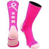 TCK Baseline Breast Cancer Awareness Crew Socks for Football Volleyball Basketball Boys Girls Men and Women Youth and Adult