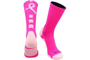 TCK Baseline Breast Cancer Awareness Crew Socks for Football Volleyball Basketball Boys Girls Men and Women Youth and Adult