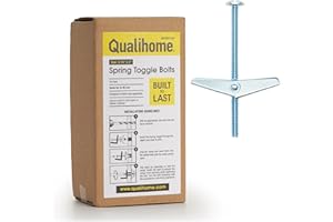 QUALIHOME Spring Toggle Bolt Anchors - Heavy Duty Wall Anchors for Hanging Items w/Hollow Walls & More - Stainless Steel Holl