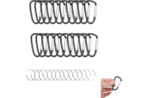 FLONSA 30 Pack Aluminum Carabiner, D Ring Keychain Small Carabiner Clip, Camping, Hanging, Hiking, Dog Leash & Everyday Use