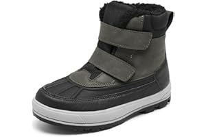 TODDLLUBY Boys Girls Snow Boots Faux Fur Lined Winter Ankle Boots Outdoor Waterproof Slip Resistant Comfortable Cold Weather Boots Little Kid/Big Kid