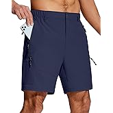 Mens Hiking Cargo Shorts 7" Inseam 6 Zipper Pockets Stretch Quick Dry Lightweight Short for Golf Casual Fishing Work