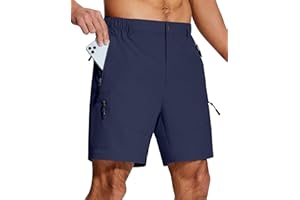 SERAMY Mens Hiking Cargo Shorts 7" Inseam 6 Zipper Pockets Stretch Quick Dry Lightweight Short for Golf Casual Fishing Work