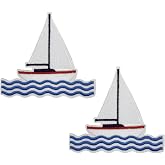 3'' Sailboat Sail Boat Embroidered Iron On Patches Nautical Summer Beach Vacation Icons