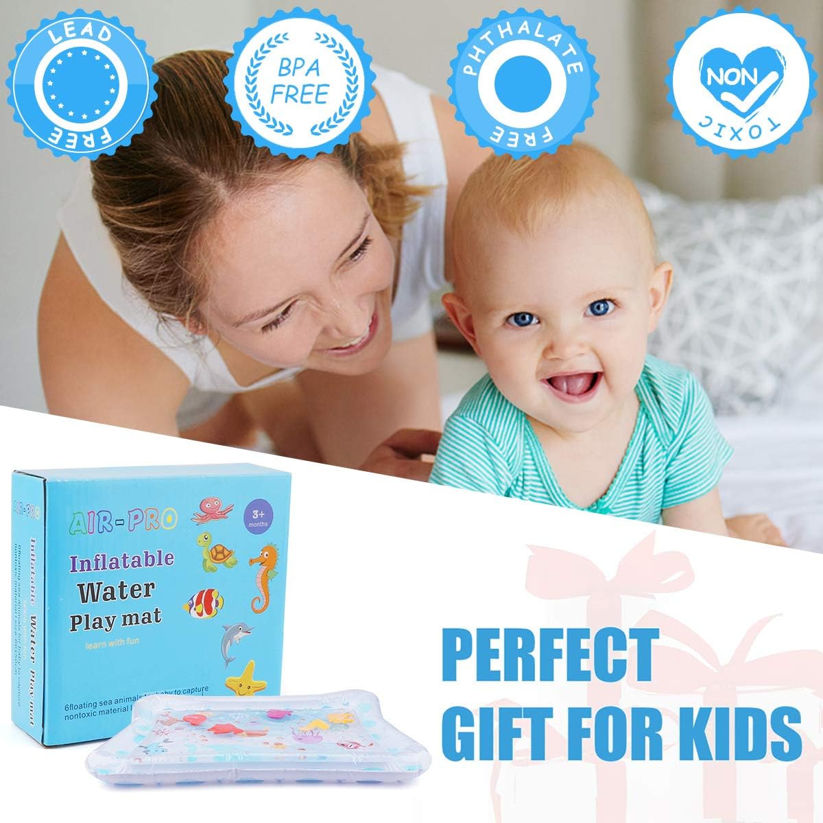 Tummy Time Baby Water Mat Tapis De Jeu Deau Gonflable Fun Time Play Activity Center Stimulation De Bebe Croissance Jouets Sensoriels Pour Bebes Tout Petits Nouveau Nes 26 X Eveil Et Jouets