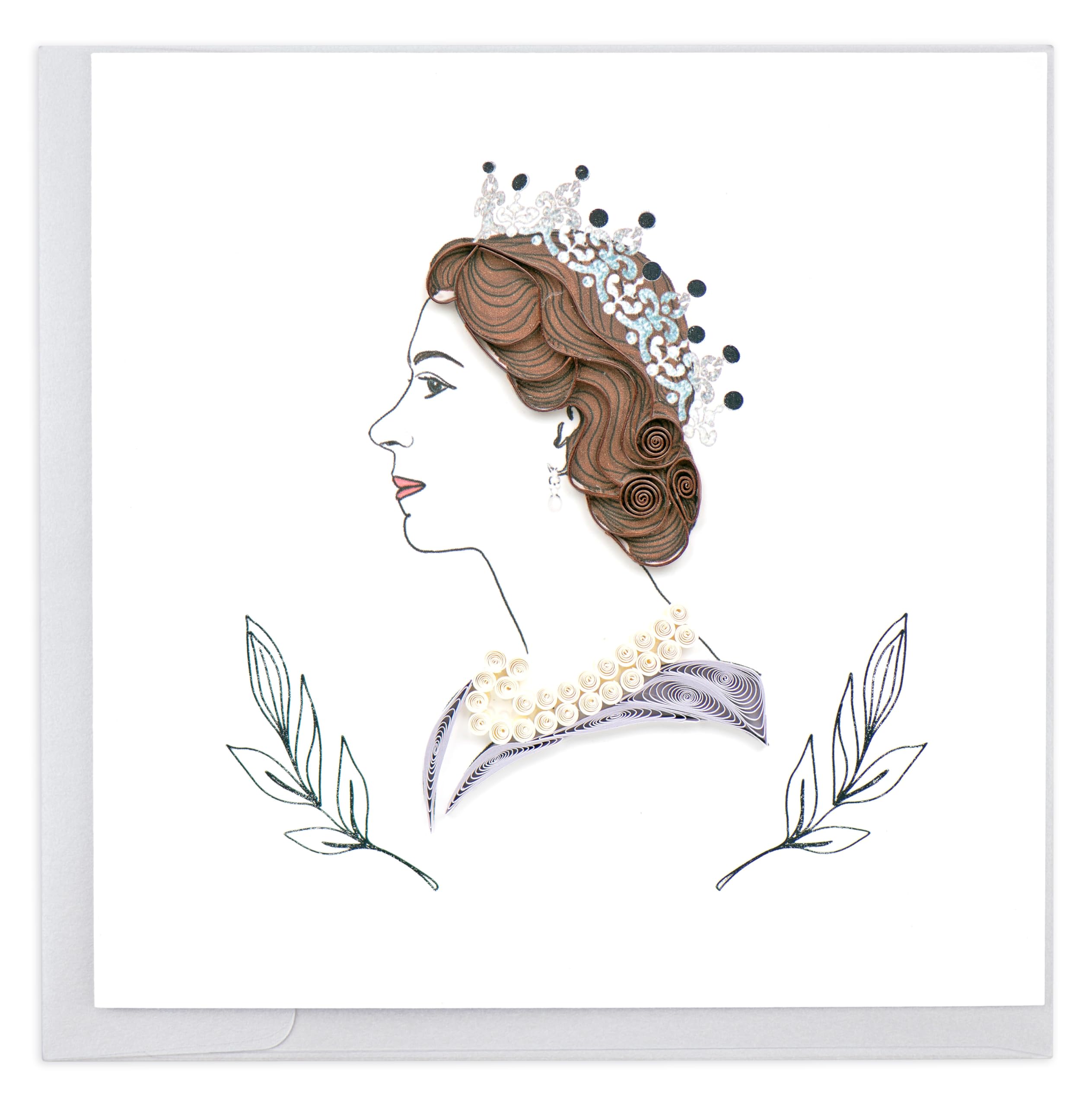 Quilling Queen Elizabeth Royal Portrait Hand-Finished Art Greeting Card Frameable Art - Suitable for Framing in a Card Frame - by The Quilling Card Company