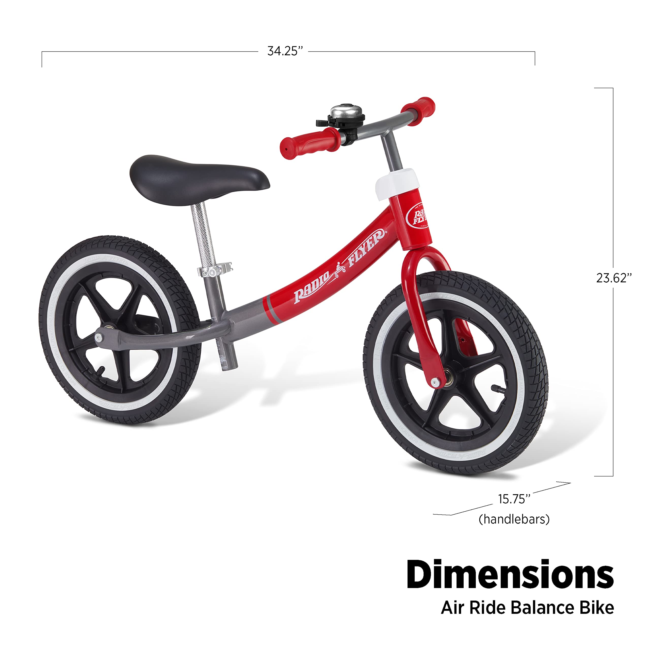 Radio Flyer Air Ride Balance Bike, Toddler Bike, Red and Black Bike for Ages 1.5-5 (Amazon Exclusive)