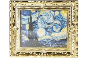 Odoria Dollhouse Wall Art Miniature: 1/12 Scale Framed Picture Vintage - Mini Painting Golden Antique for Gallery - Tiny Artw