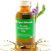 Organic Botanicals Pure Organic Comfrey Leaf Infused Oil - Skin Care for Joints, Back, Muscles, Fractures, Bruises, and Minor Wounds, Natural Herbal Body Massage Oil, Certified Organic (2 oz)