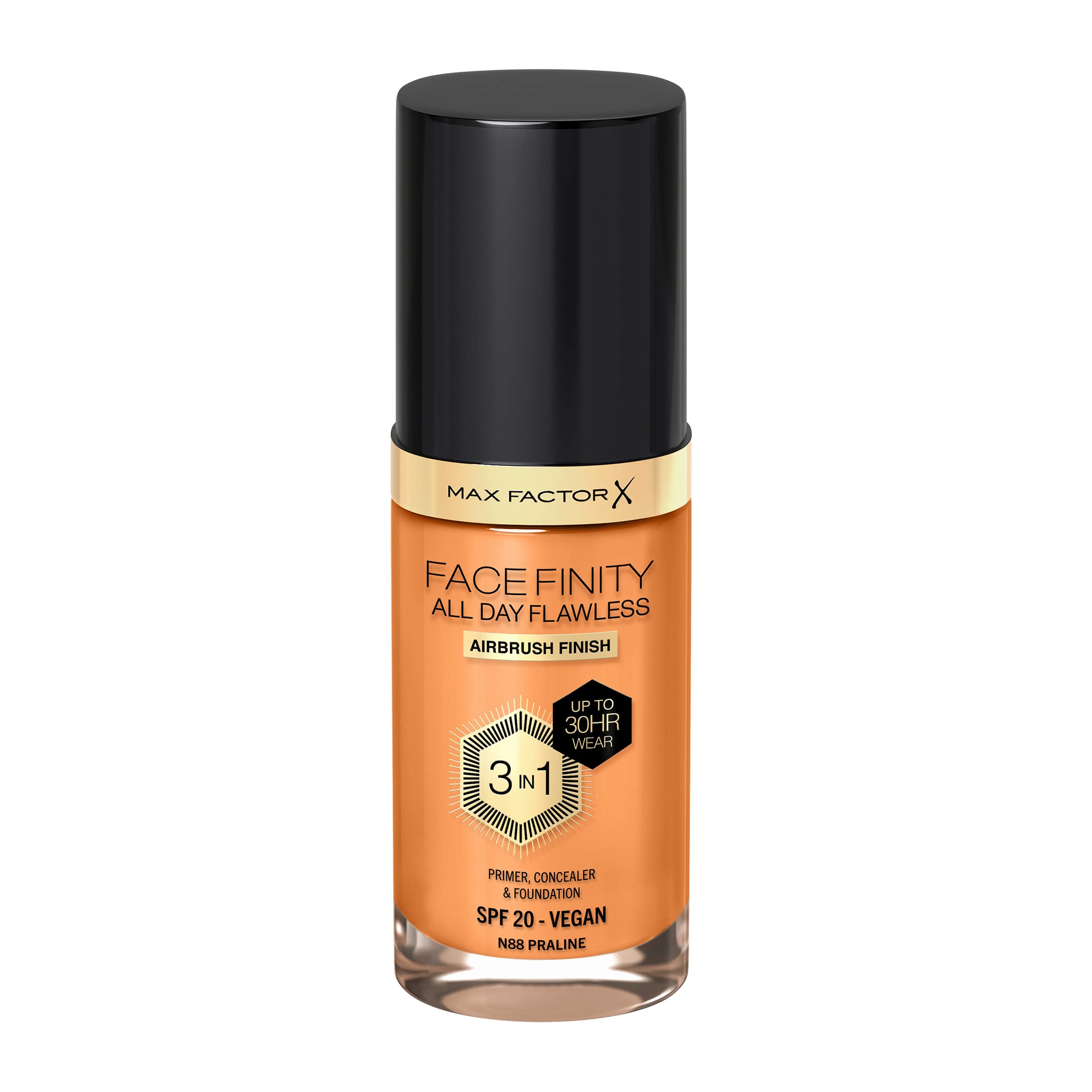 Max Factor Facefinity 3-in-1 All Day Flawless Liquid Foundation, SPF 20 - 88 Praline, 30 ml