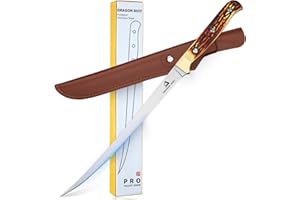 DRAGON RIOT Fillet Blade 9 inch Professional Boning Knife for Filleting Japanese Stainless Steel Fish Knife with Ergonomic Handle Super Sharp Boning Blade for Meat Poultry Cutting