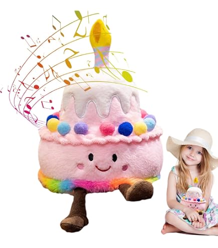 Juguete Musical De Felpa Con Forma De Tarta Para Primer Cumpleaños – Con Canción De Feliz Cumpleaños, Almohada De Peluche De 25 Cm, Regalo Para Bebés