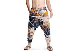 KEPUTAY Men Women Cotton Baggy Hippie Yoga Harem Pants Funky Printed Plus Size Trousers