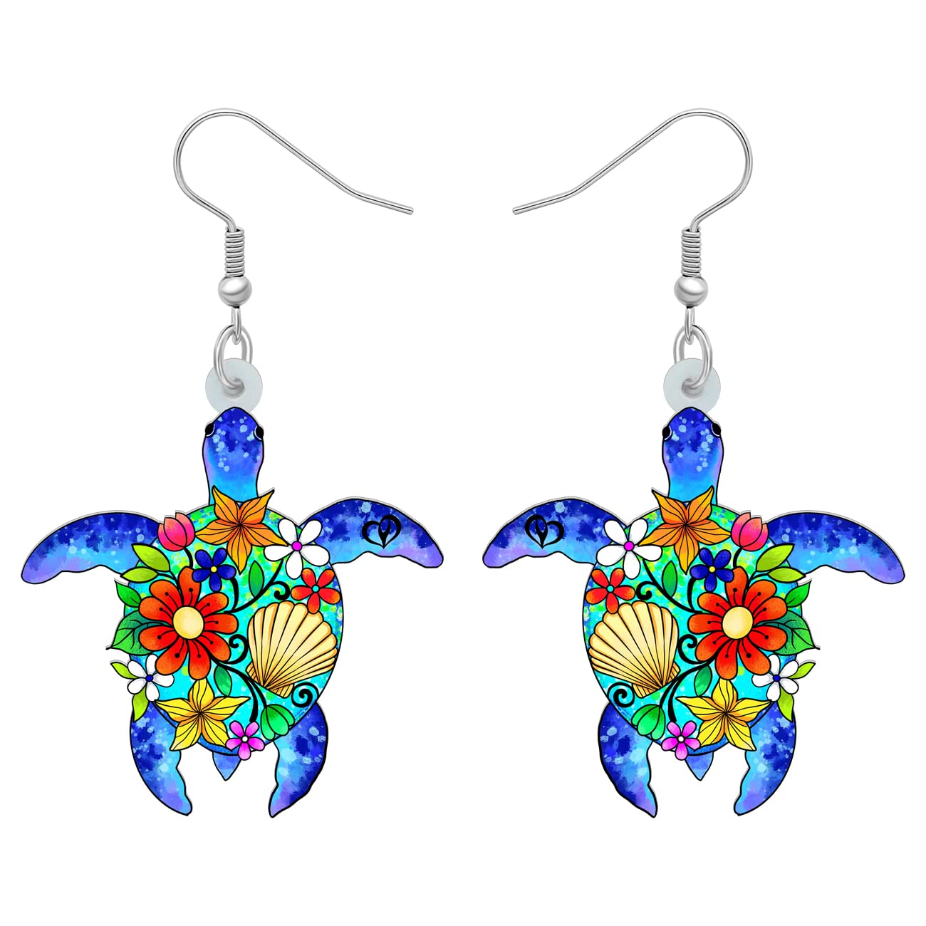 BAMAY Acrylic Cute Sea Turtle Tortoise Earrings Dangle Ocean Animals Jewelry Gifts for Women Girls Charms Decor (Multi)