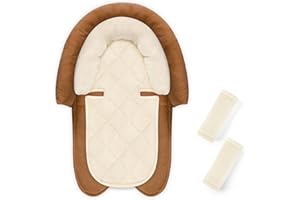 PEA POD Baby Car Seat Head Body Support & Strap Covers, 2 in 1 Infant Car Seat Insert, Reversible Soft Breathable Newborn Cushion Pads for Preemie, Perfect for Baby Carseats, Strollers, Swings (Brown)