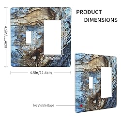 Rustic Tree Bark Blue Wood 2 Gang Single Toggle