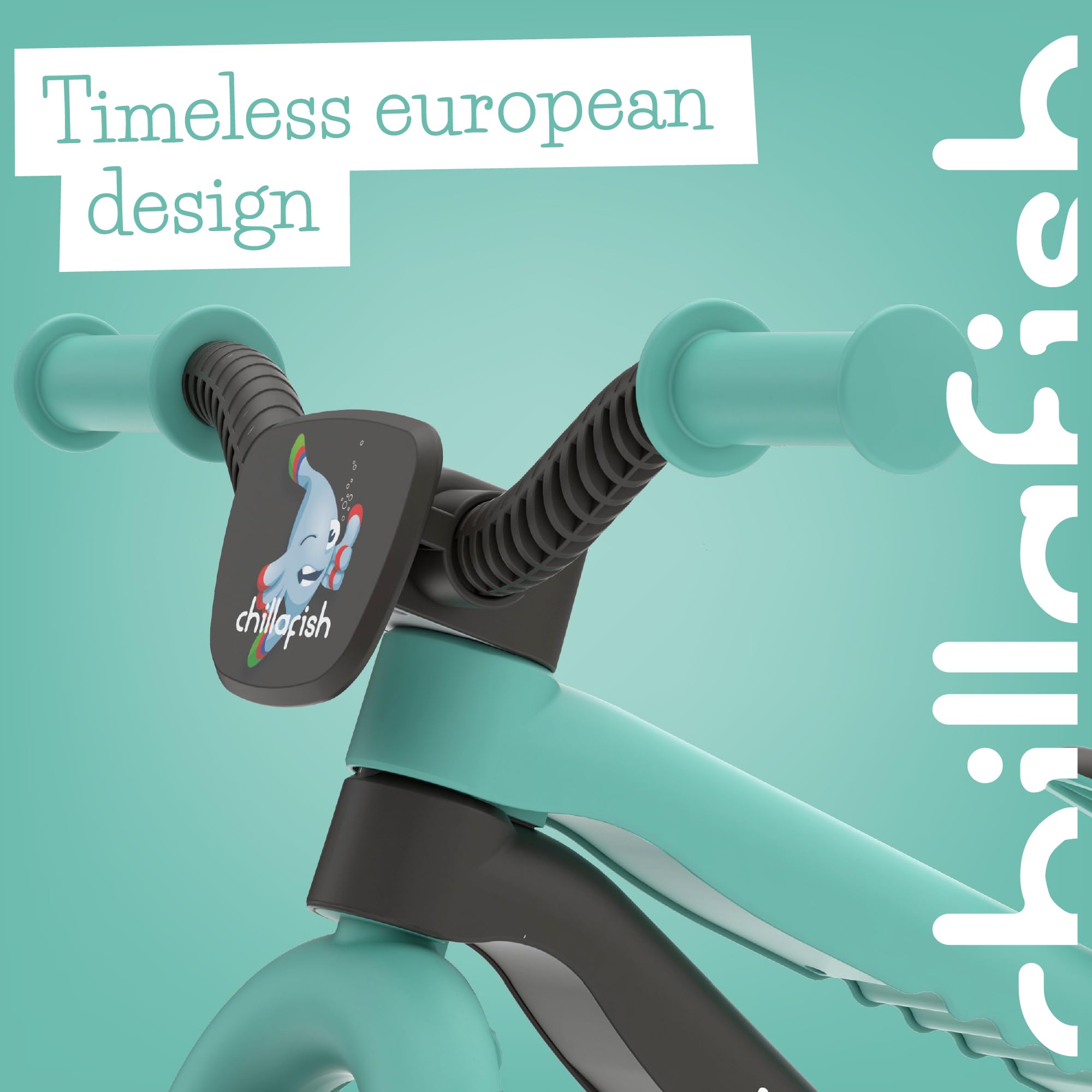 Chillafish Bmxie² Lightweight Balance Bike with Integrated Footrest and Footbrake for Kids Ages 2 to 5 Years, 12-inch Airless Rubberskin Tires, Adjustable Seat Without Tools, Minth