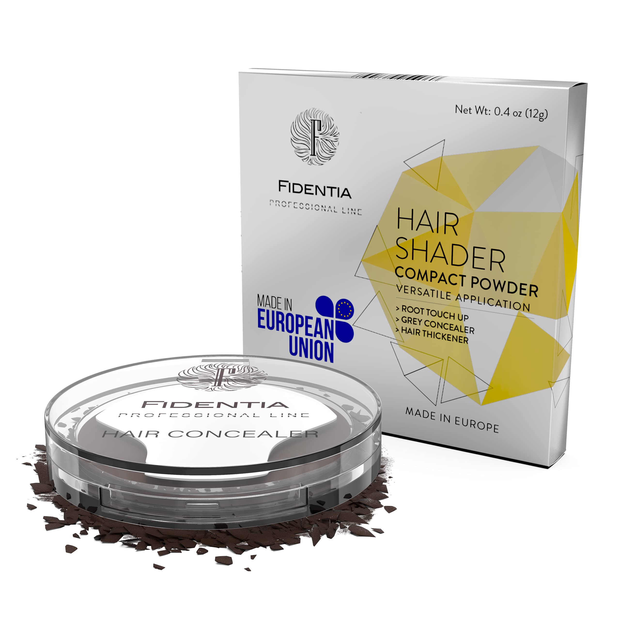 Fidentia Hair Shader root touch up, concealer and grey cover powder, 12g dark medium brown