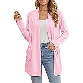 Yekaty Womens Lightweight Cardigans Open Front Long Sleeve Drape Kimono Cardigan Sweaters with Pockets
