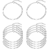 Swyabi 10 PCS Charm Bracelet Chain 6.5 Inch Stainless Steel Paperclip Chain Bracelets Set for Men Women DIY Bracelets Crafts