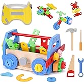 LOYO Wooden Kids Tool Set, 53Pcs Toddler Montessori Toys for 3 4 5 Years Old, Construction Toys for Boys Aged 3, 4, 5 Years O