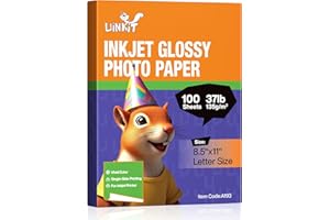 Uinkit 37lb Thin Flyer Paper Glossy 8.5x11 Inkjet 100 Sheets Single Side DIY Chip Bag 135gsm Printer Picture for Inkjet Printer with Dye Ink Letter size A4 Brochure (8.5X11X100)