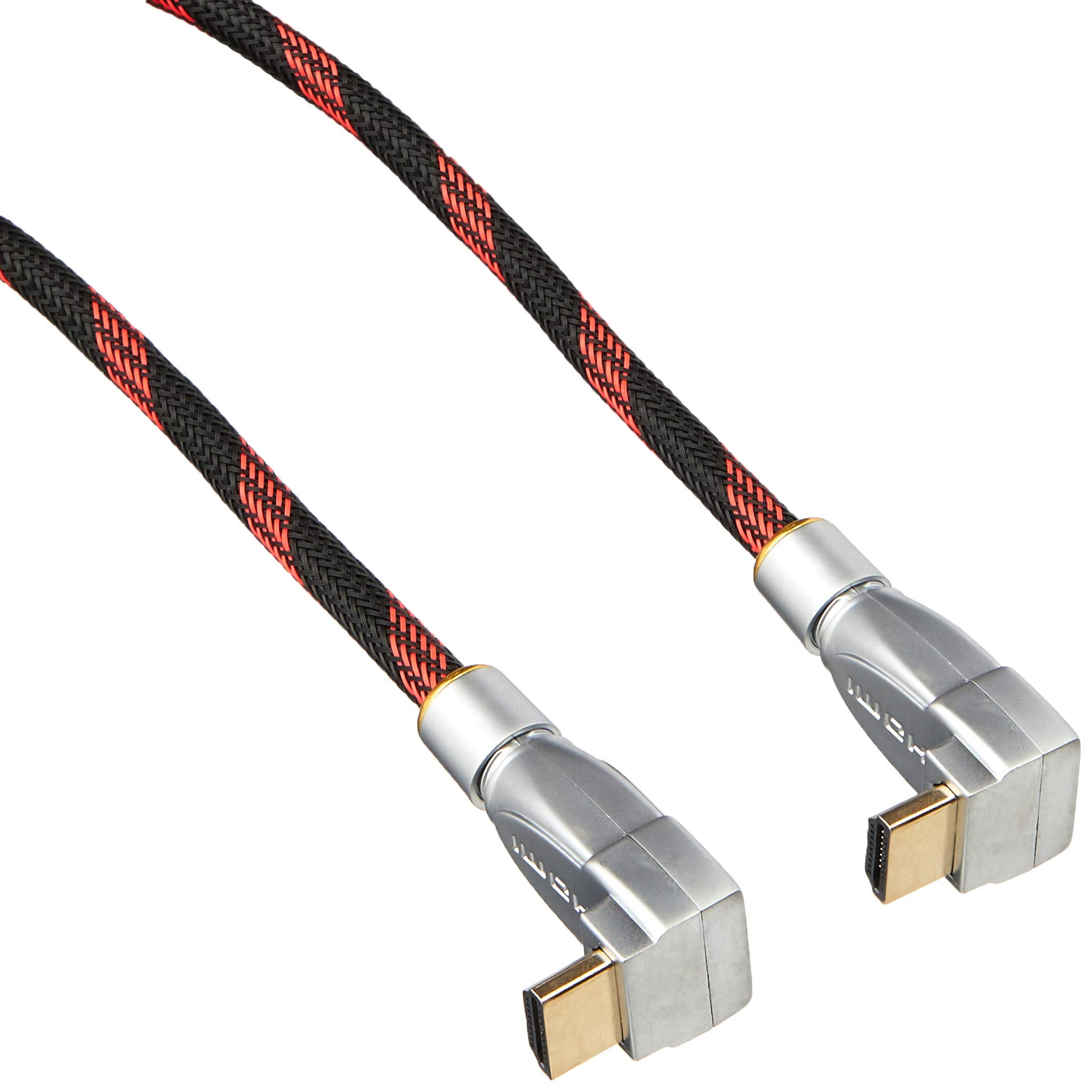 Pro Signal PSG04147 HDMI Lead with Ethernet, Male Right Angle to Male Right Angle, Nylon Jacket, 1m