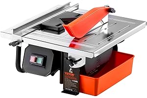 VEVOR Wet Tile Saw, 7-inch 65Mn Steel Blade, 3500 RPM Induction Motor, Tile Cutter Wet Saw with Water Reservoir, 0-45 Degrees